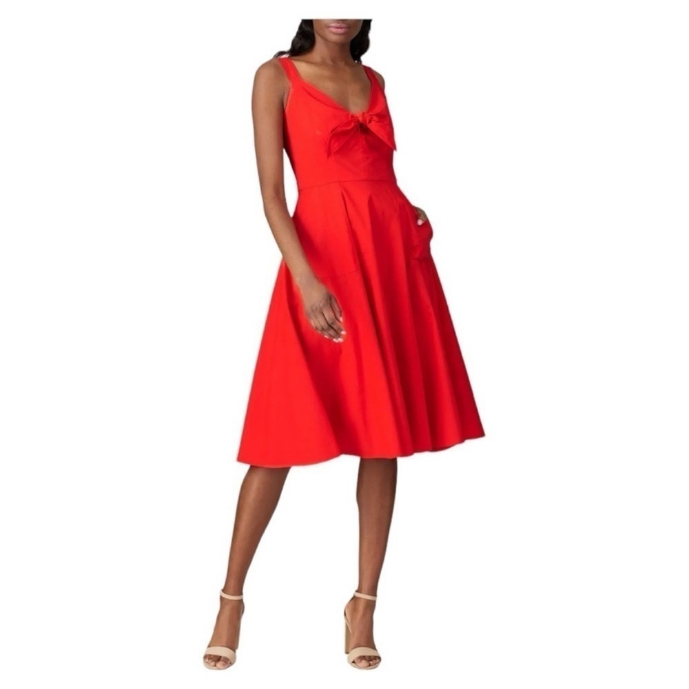 Color Me Courtney Coco Red Cotton Poplin A Line Midi Dress Size 2